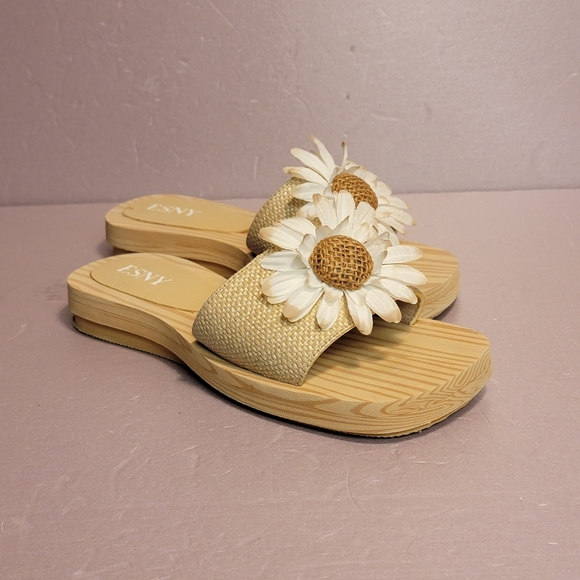 ESNY Daisey Summer Slide On Sandals size 7 tan & white - Picture 4 of 5